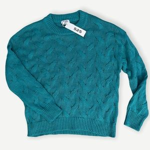 NWT 525 America Cable Knit Crew Neck Sweater Teal